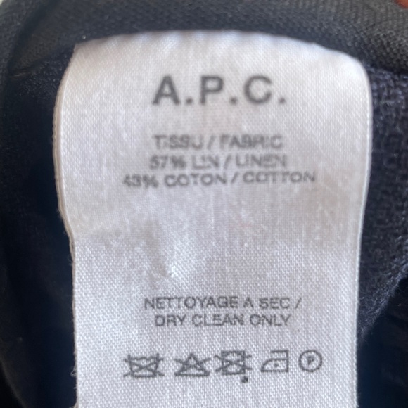 APC linen cotton trousers wide leg pants sz FR 38 US 6 navy blue pleated A.P.C. - Picture 9 of 9